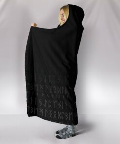The Raven Of Odin Rune Viking Hooded Blanket