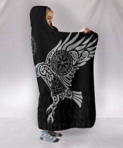 The Raven of Odin Tattoo Viking Hooded Blanket