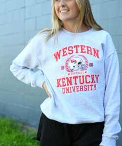 The WKU Arch Football Crewneck Sweatshirt, WKU Sweatshirt Gifts for Fans