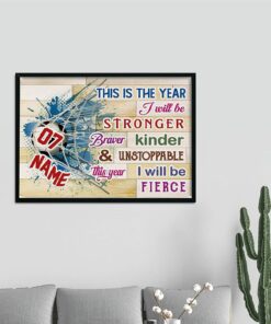 This Year I Will Be Fierce Inspirational Wall Art Poster Canvas Gift for Soccer Player Sports Lover