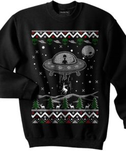 UFO Ugly Christmas Sweater, Alien, Spaceship, NASA, Holiday, Glow in the dark