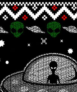 UFO Ugly Christmas Sweater, Alien, Spaceship, NASA, Holiday, Glow in the dark