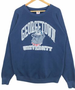 University Georgetown Hoyas Crewneck Sweatshirt Pullover Big Logo Collegiate NCAA Fruit Of The Loom