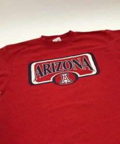 VINTAGE Arizona Wildcats Shirt Red Blue Short Sleeve Tee Perforated
