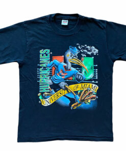 VTG 90s Miami Hurricanes Team Logo Black T Shirt LARGE Native Sun Graphic Anvil