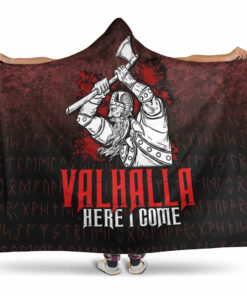 Valhalla Here I Come Viking Hooded Blanket