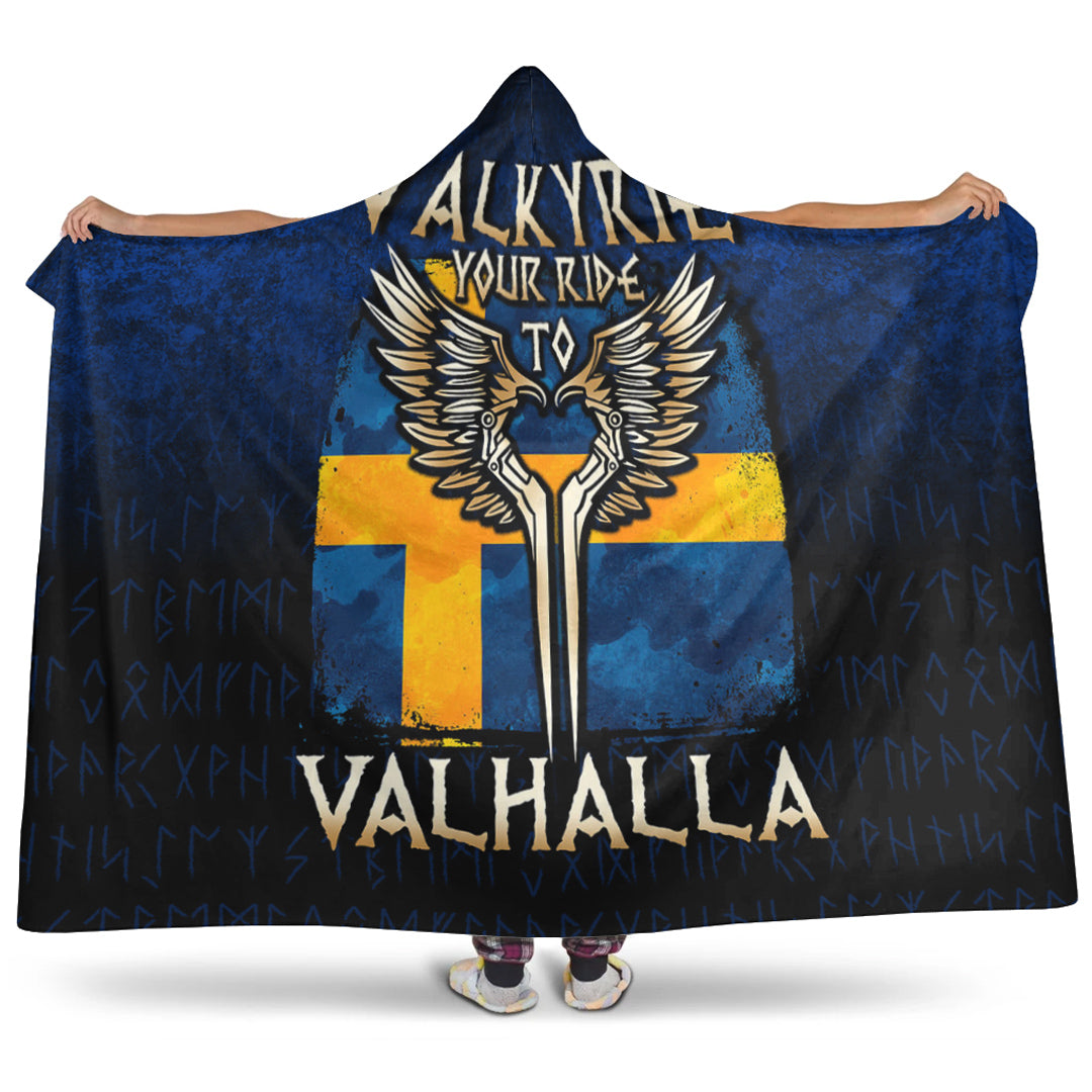 Valkyrie Your Ride to Valhalla Sweden Hooded Blanket