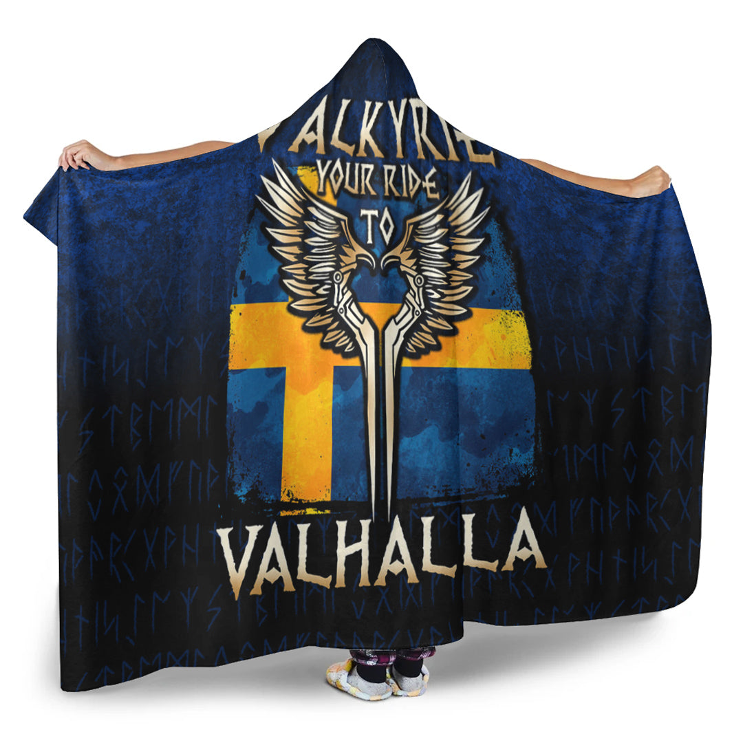 Valkyrie Your Ride to Valhalla Sweden Hooded Blanket