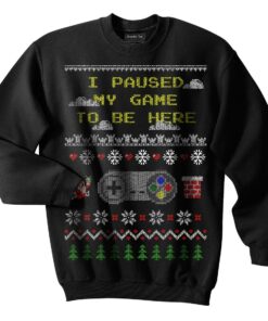 Video Game Ugly Christmas Sweater, 8 Bit, Santa Claus, Controller, Games, 1UP,