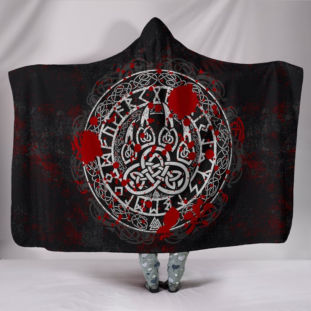 Viking Bear Claws Blood Tattoo Viking Hooded Blanket