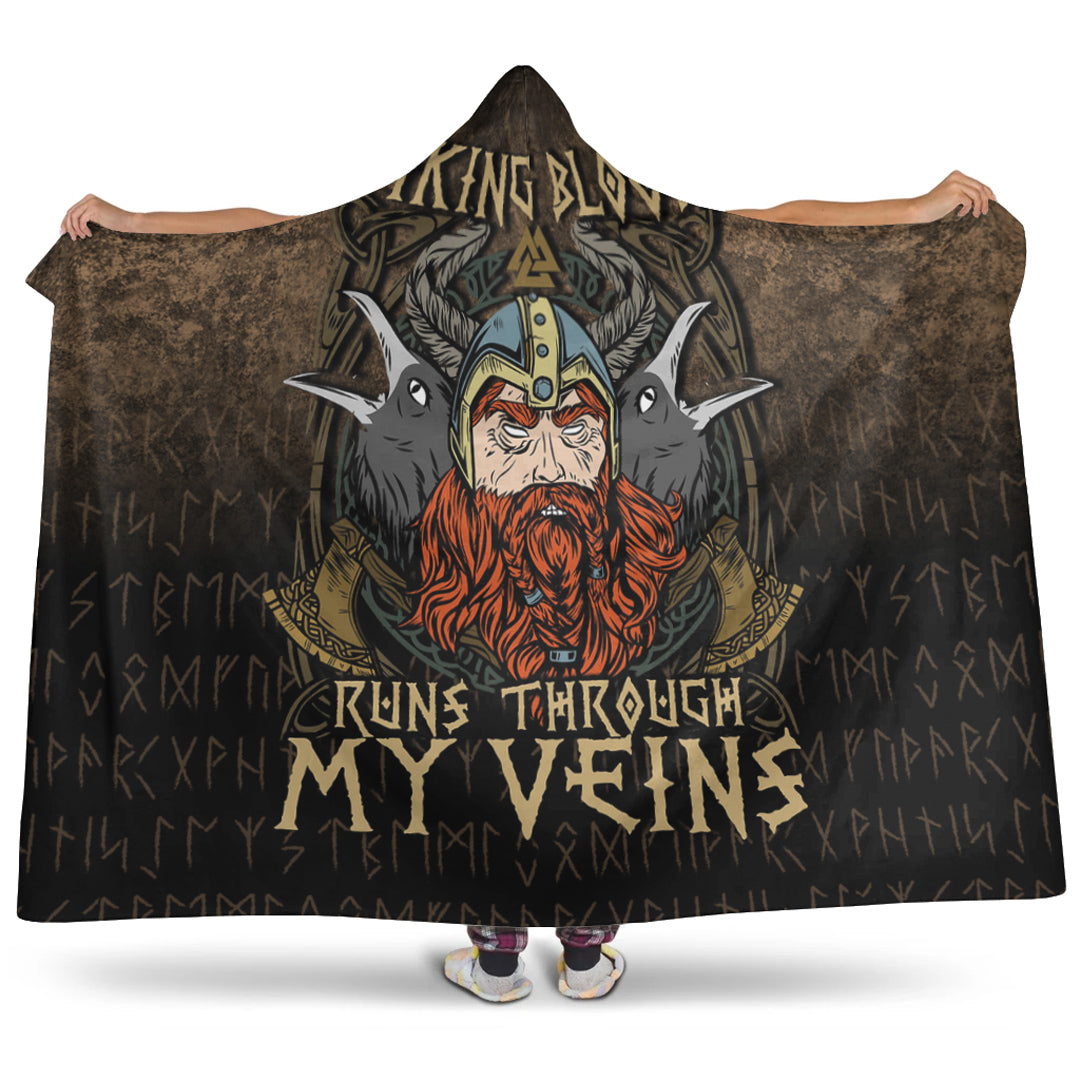 Viking Blood Run Through My Veins Hooded Blanket