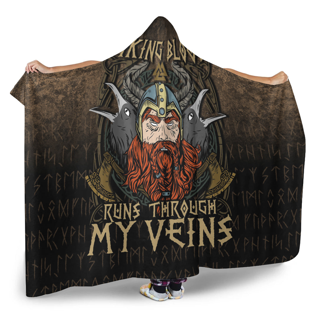 Viking Blood Run Through My Veins Hooded Blanket