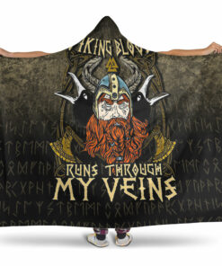 Viking Blood Runs Through My Veins Hooded Blanket
