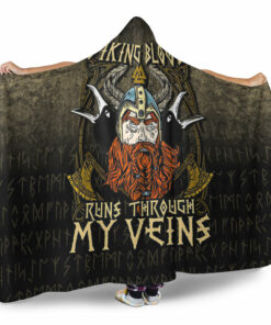 Viking Blood Runs Through My Veins Hooded Blanket