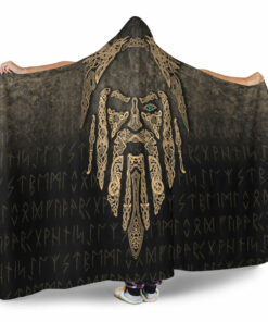 Viking Eye of Odin Gold Version Hooded Blanket
