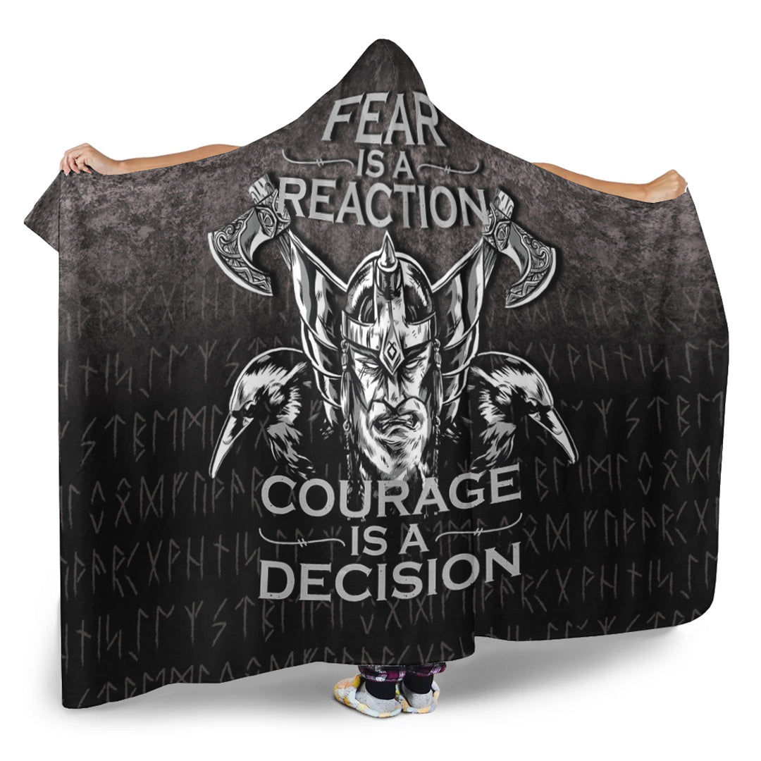 Viking Fear Is Reaction Courage Is Decision Hooded Blanket