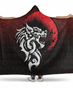 Viking Fenrir Monstrous Wolf Norse Hooded Blanket
