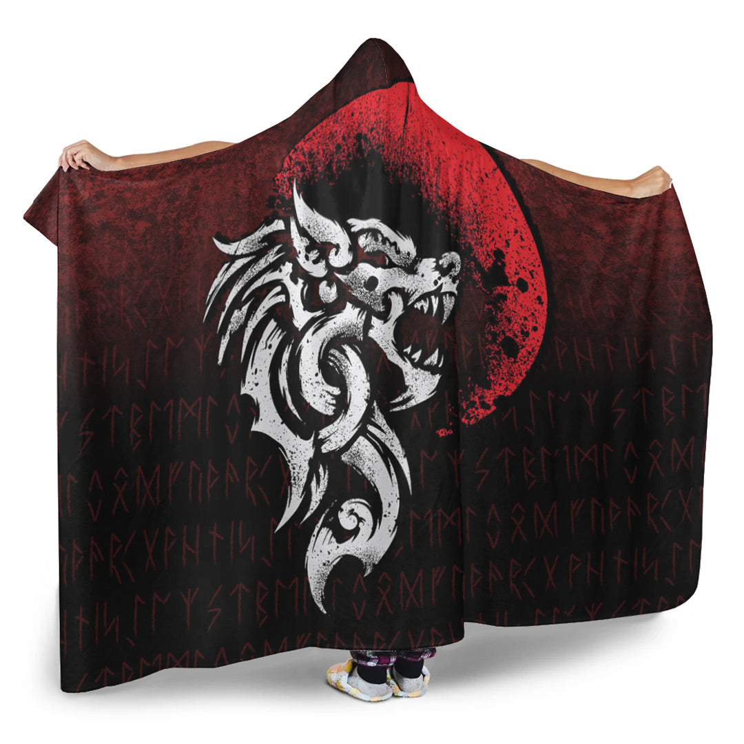 Viking Fenrir Monstrous Wolf Norse Hooded Blanket