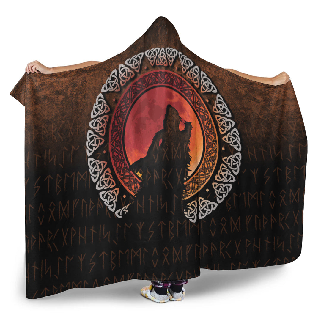 Viking Fenrir Norse Wolf Son of Loki Hooded Blanket