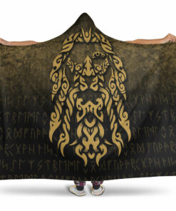 Viking God Odinllfather Insgard Raven God Gold Version Hooded Blanket