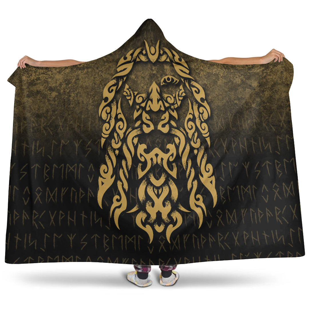 Viking God Odinllfather Insgard Raven God Gold Version Hooded Blanket