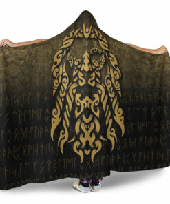 Viking God Odinllfather Insgard Raven God Gold Version Hooded Blanket