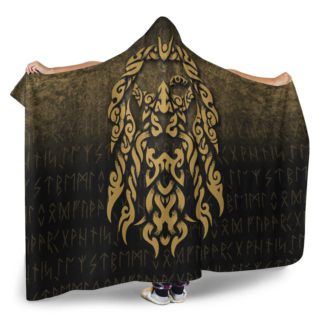 Viking God Odinllfather Insgard Raven God Gold Version Hooded Blanket