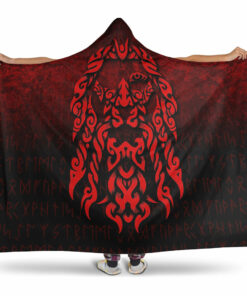 Viking God Odinllfather Insgard Raven God Red Version Hooded Blanket