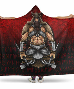 Viking Hooded Blanket, Berserker Viking Warrior Valhalla Hooded Blanket
