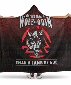 Viking Hooded Blanket, Better To Be Wolf Of Odin Than Lamb Of God Hooded Blanket