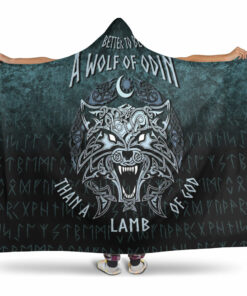 Viking Hooded Blanket, Better To Be Wolf of Odin Hooded Blanket