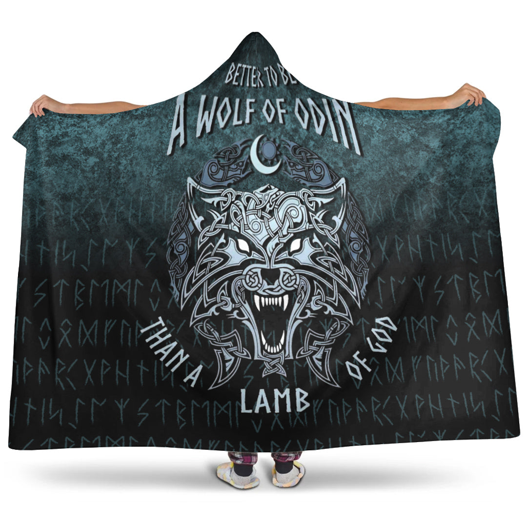Viking Hooded Blanket, Better To Be Wolf of Odin Hooded Blanket