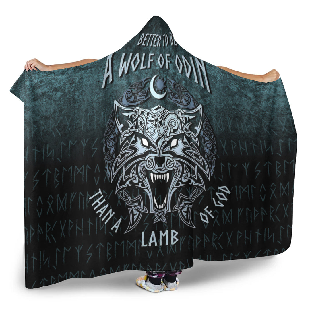 Viking Hooded Blanket, Better To Be Wolf of Odin Hooded Blanket
