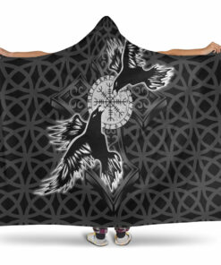 Viking Hooded Blanket, Black Raven Hooded Blanket