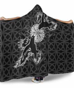 Viking Hooded Blanket, Black Raven Hooded Blanket