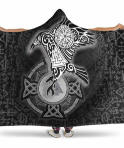 Viking Hooded Blanket, Celtic Raven Viking Homeset Hooded Blanket