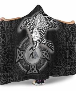 Viking Hooded Blanket, Celtic Raven Viking Homeset Hooded Blanket