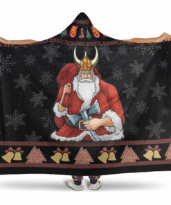 Viking Hooded Blanket, Christmas Finland Santa Hooded Blanket