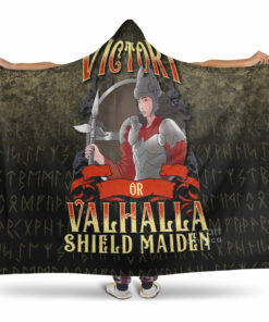 Viking Hooded Blanket, Cute Victory Or Valhalla Shield Maiden Norse Viking Warrior Hooded Blanket