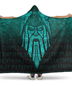 Viking Hooded Blanket, Eye of Odin, Cyan Version Hooded Blanket