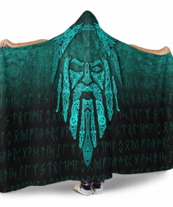 Viking Hooded Blanket, Eye of Odin, Cyan Version Hooded Blanket
