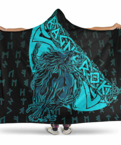 Viking Hooded Blanket, Fenrir Ragnarok Cyan Hooded Blanket