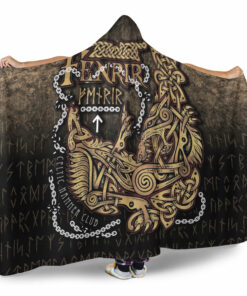 Viking Hooded Blanket, Fenrir Ragnarok Viking Monster Wolf Hooded Blanket
