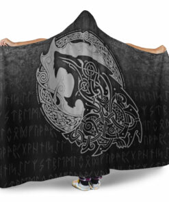 Viking Hooded Blanket, Fenrir Viking 3D Tattoo, Special Version Hooded Blanket
