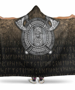 Viking Hooded Blanket, Fenrir Viking Shield Hooded Blanket