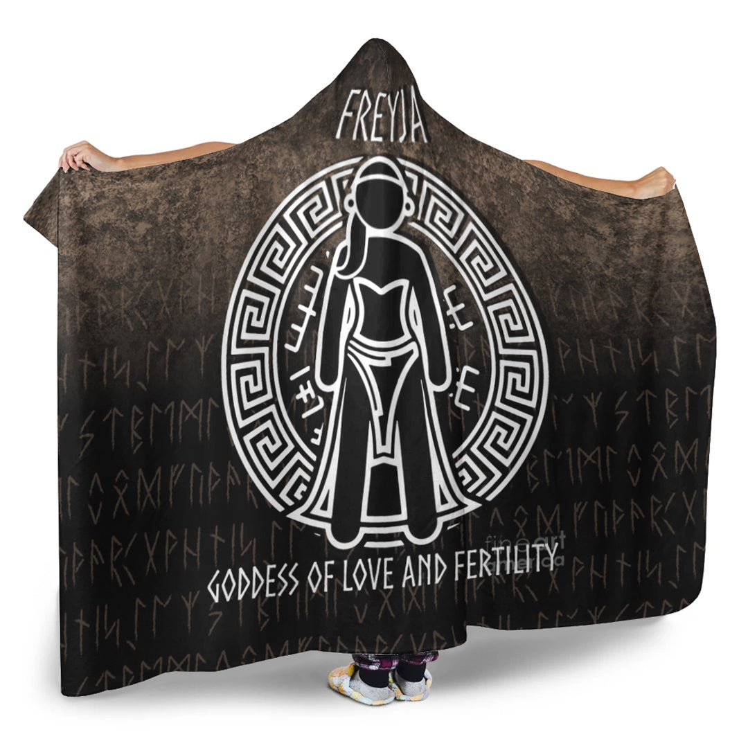 Viking Hooded Blanket, Freyja the Goddess of Love and Fertility Hooded Blanket