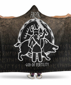 Viking Hooded Blanket, Freyr God Of Fertility Hooded Blanket