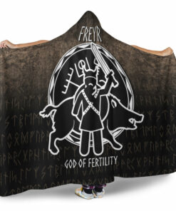 Viking Hooded Blanket, Freyr God Of Fertility Hooded Blanket
