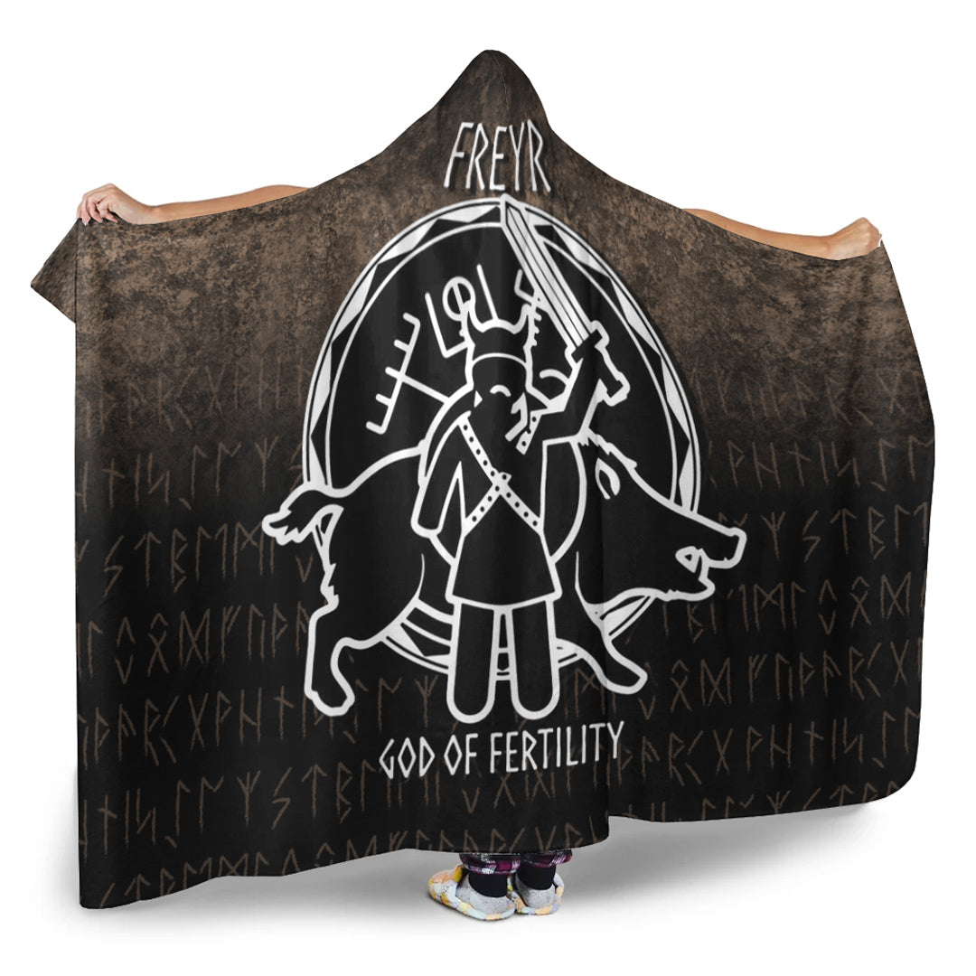 Viking Hooded Blanket, Freyr God Of Fertility Hooded Blanket