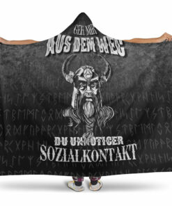 Viking Hooded Blanket, Geh mir aus dem Weg du unnotiger Sozialkontakt Hooded Blanket